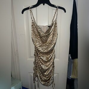 Zebra Print Ruched Dress